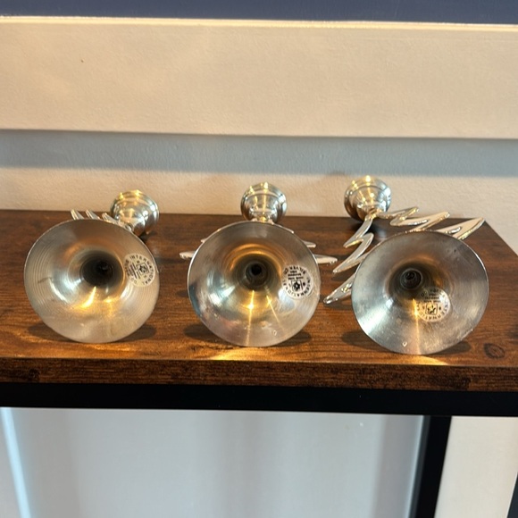 Vintage 1995 International Silver Co. set of 3 silverplated tree candlesticks - Picture 5 of 11
